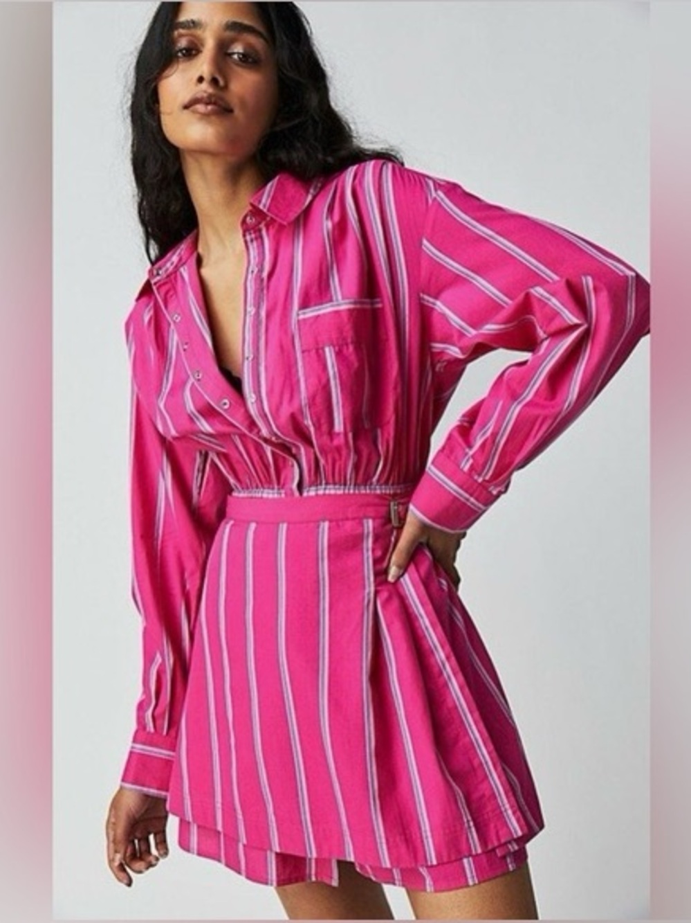 Free People Hot Pink Striped Dress
